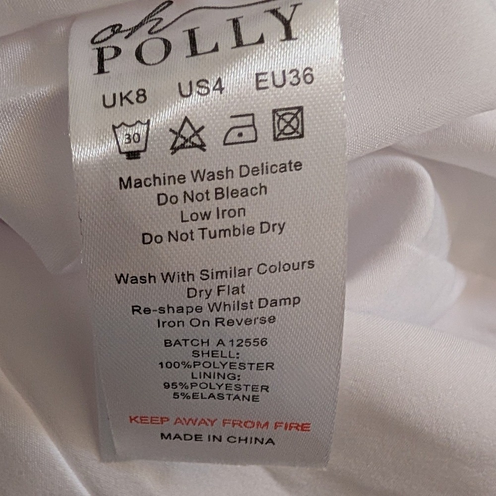 Oh Polly Adelia White Heart Cut Out Bodycon Mini Dress Bridal US 4 NEW going out - Picture 8 of 10